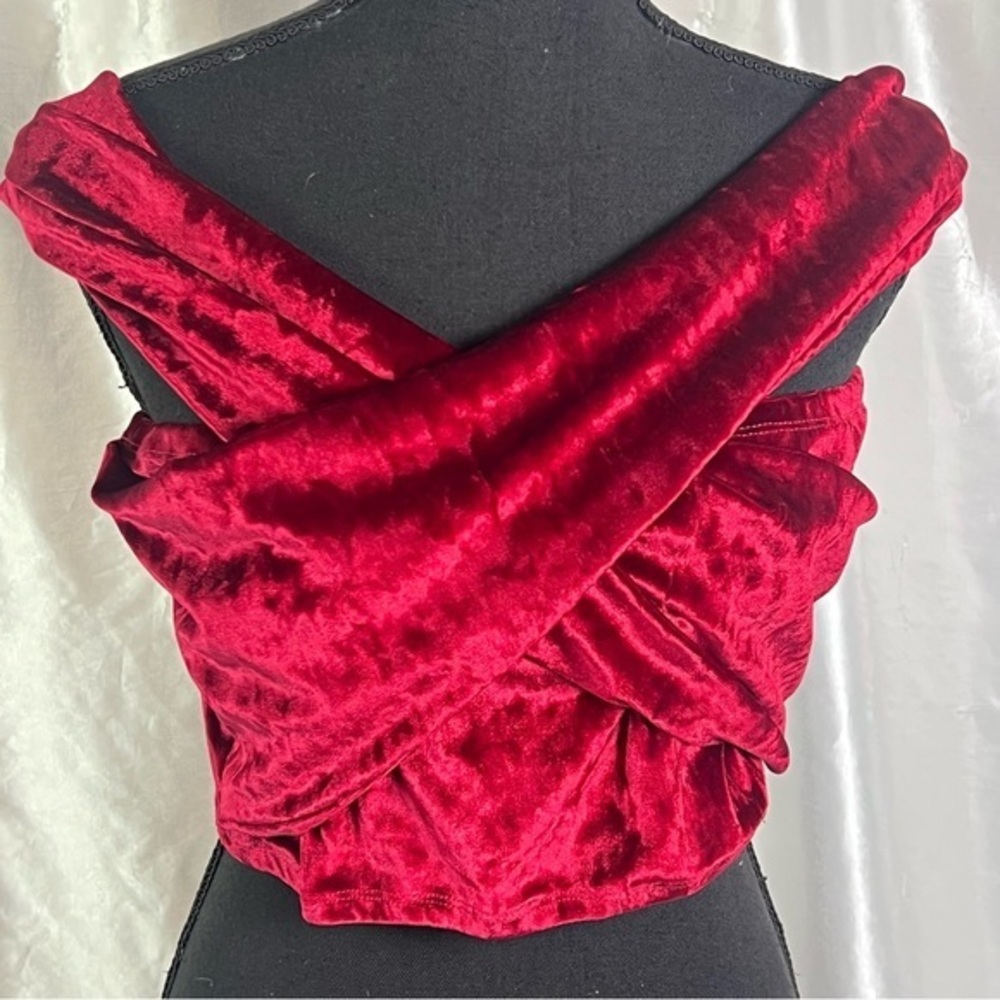 Rebdolls Red Velvet Off-Shoulder Crossover Crop Top – Bold & Luxe, 1X NWT
